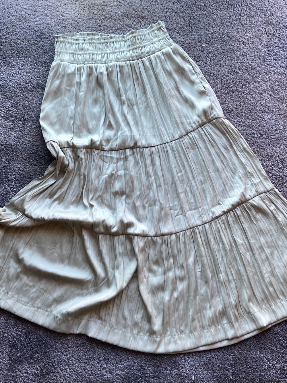 Anthropologie Tiered Maxi Skirt in Light Sage Green